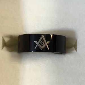 Masonic Stainless Steel Black ring